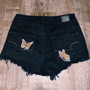 Black American Eagle Hand-Painted Shorts Size 4